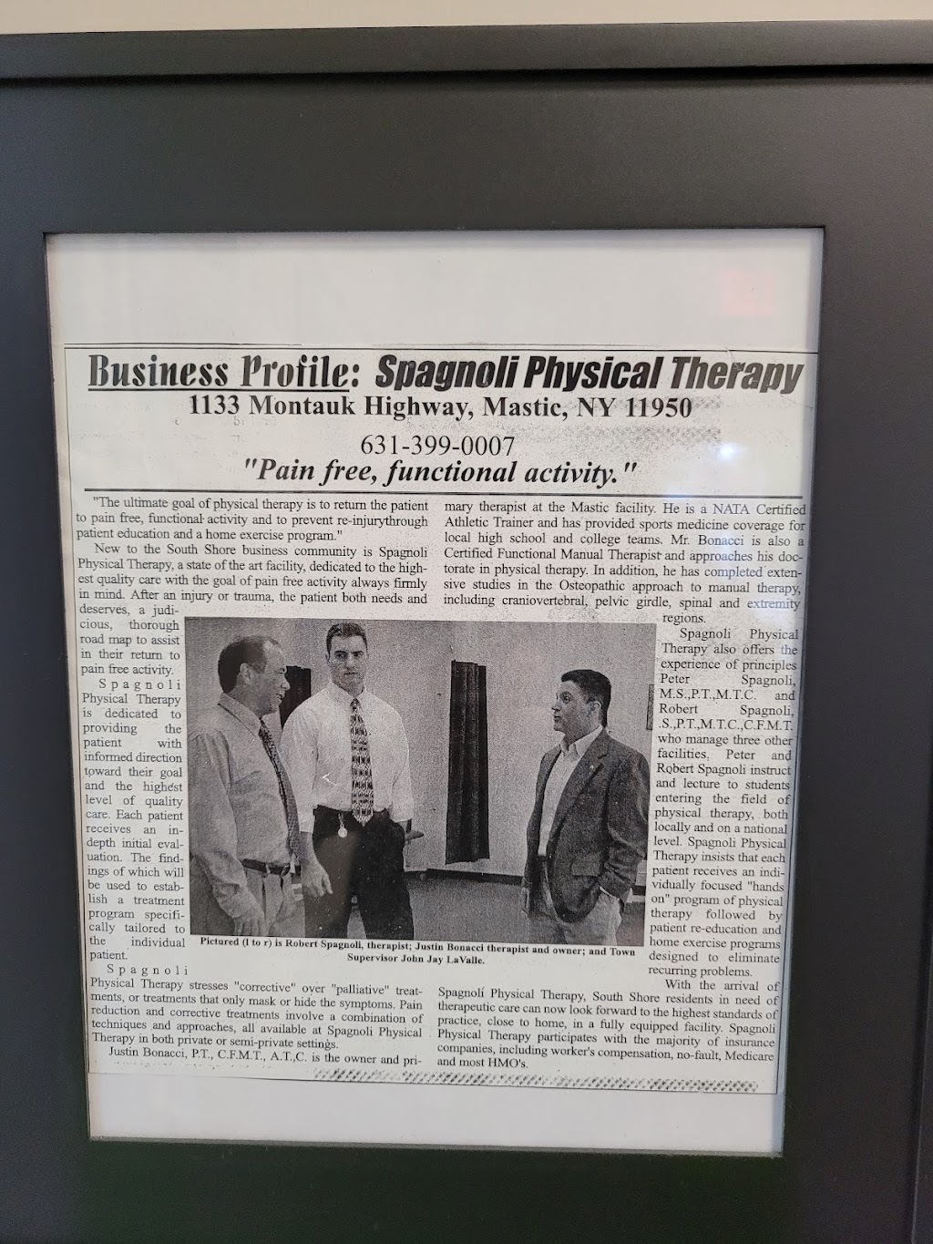 Spagnoli Physical Therapy | 1636 Montauk Hwy, Mastic, NY 11950 | Phone: (631) 399-0007