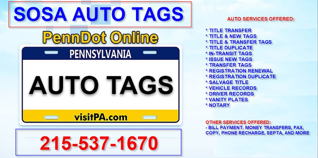 Sosa Services LLC - Auto Tags | 1604 E Cheltenham Ave, Philadelphia, PA 19124 | Phone: (215) 537-1670