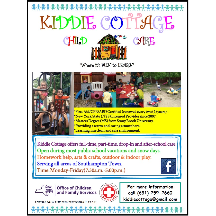 Kiddie Cottage Child Care | 92 Old Riverhead Rd, Hampton Bays, NY 11946 | Phone: (631) 259-2660