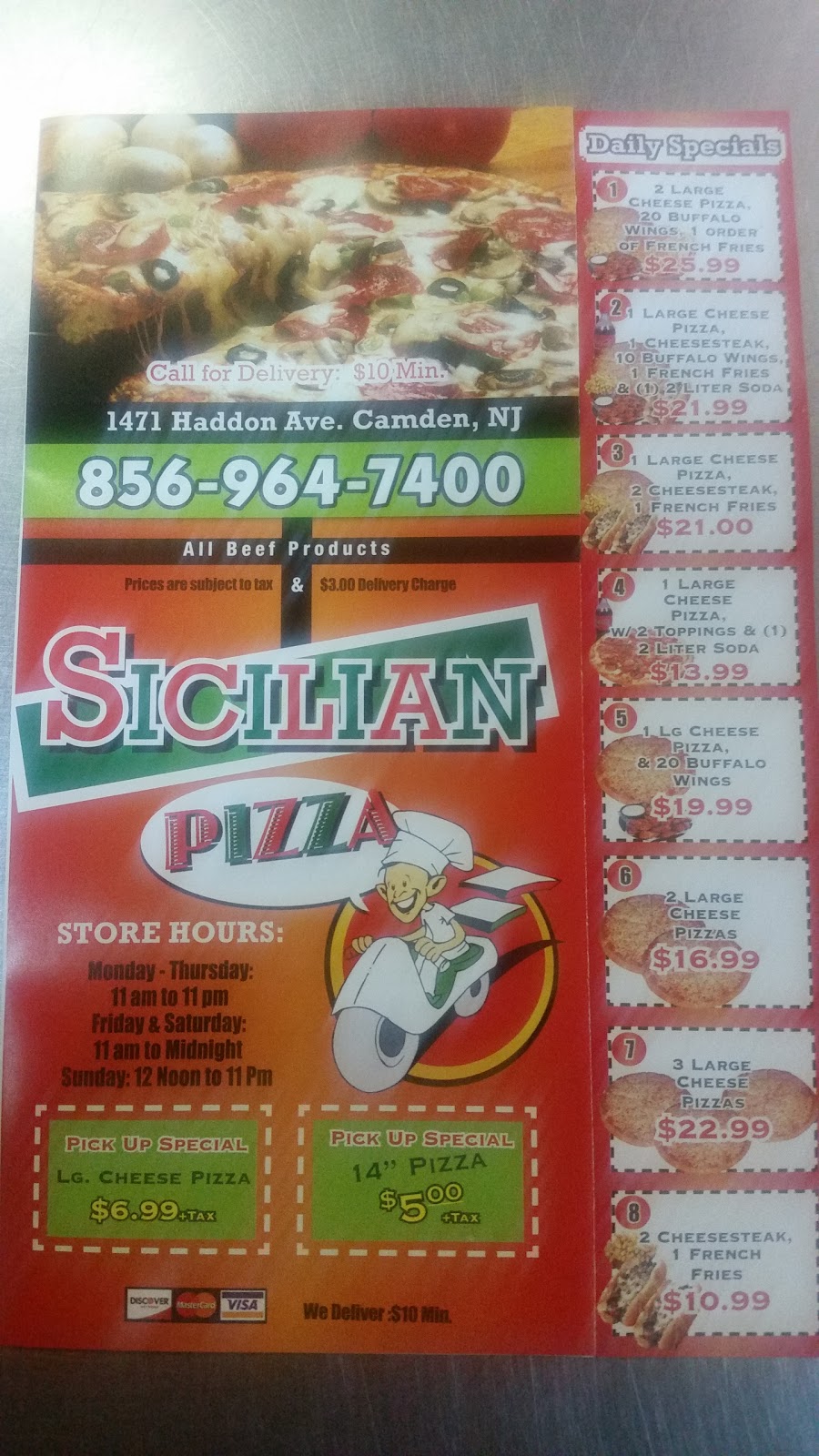 Sicillian Pizza | 1471 Haddon Ave, Camden, NJ 08103 | Phone: (856) 964-7400