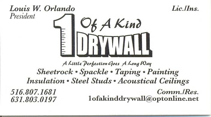 One of A Kind Drywall | 44 S Village Dr, Bellport, NY 11713 | Phone: (631) 803-0197