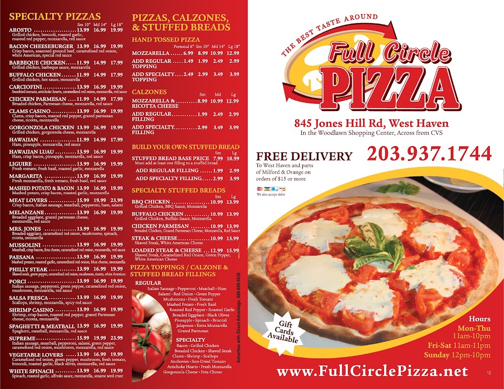Full Circle Pizza | 845 Jones Hill Rd, West Haven, CT 06516 | Phone: (203) 937-1744