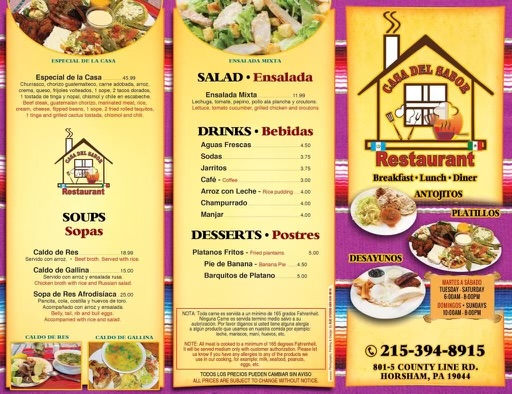 Casa Del Sabor Restaurant | 801 County Line Rd, Horsham, PA 19044 | Phone: (215) 394-8915