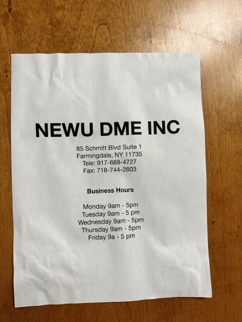 NewU DME Inc | 85 Schmitt Blvd, Farmingdale, NY 11735 | Phone: (917) 688-4727