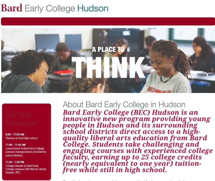 Bard Early College Hudson | Hudson, NY 12534 | Phone: (518) 249-4779