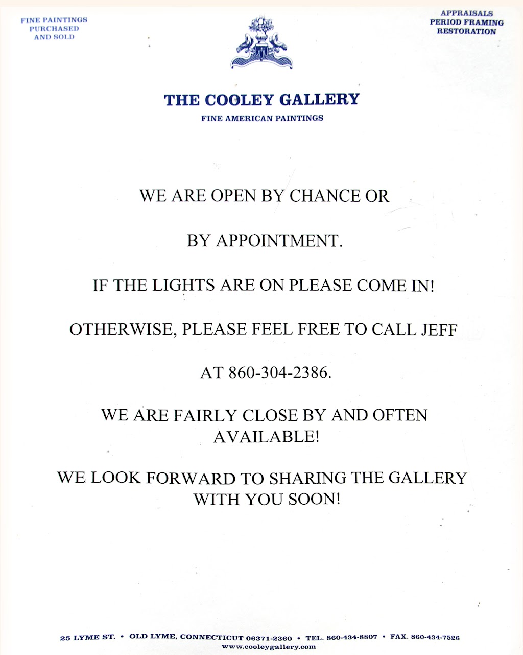Cooley Gallery Inc | 25 Lyme St, Old Lyme, CT 06371 | Phone: (860) 434-8807