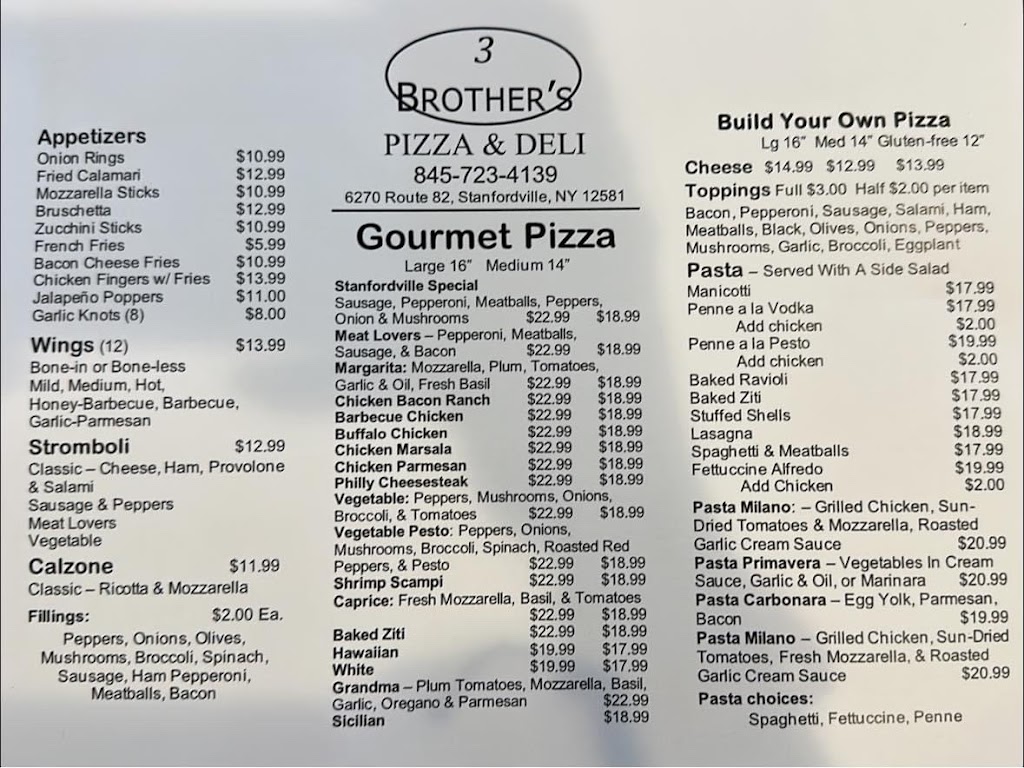 3 Brothers Pizza | 6270 NY-82, Stanfordville, NY 12581 | Phone: (845) 723-4139