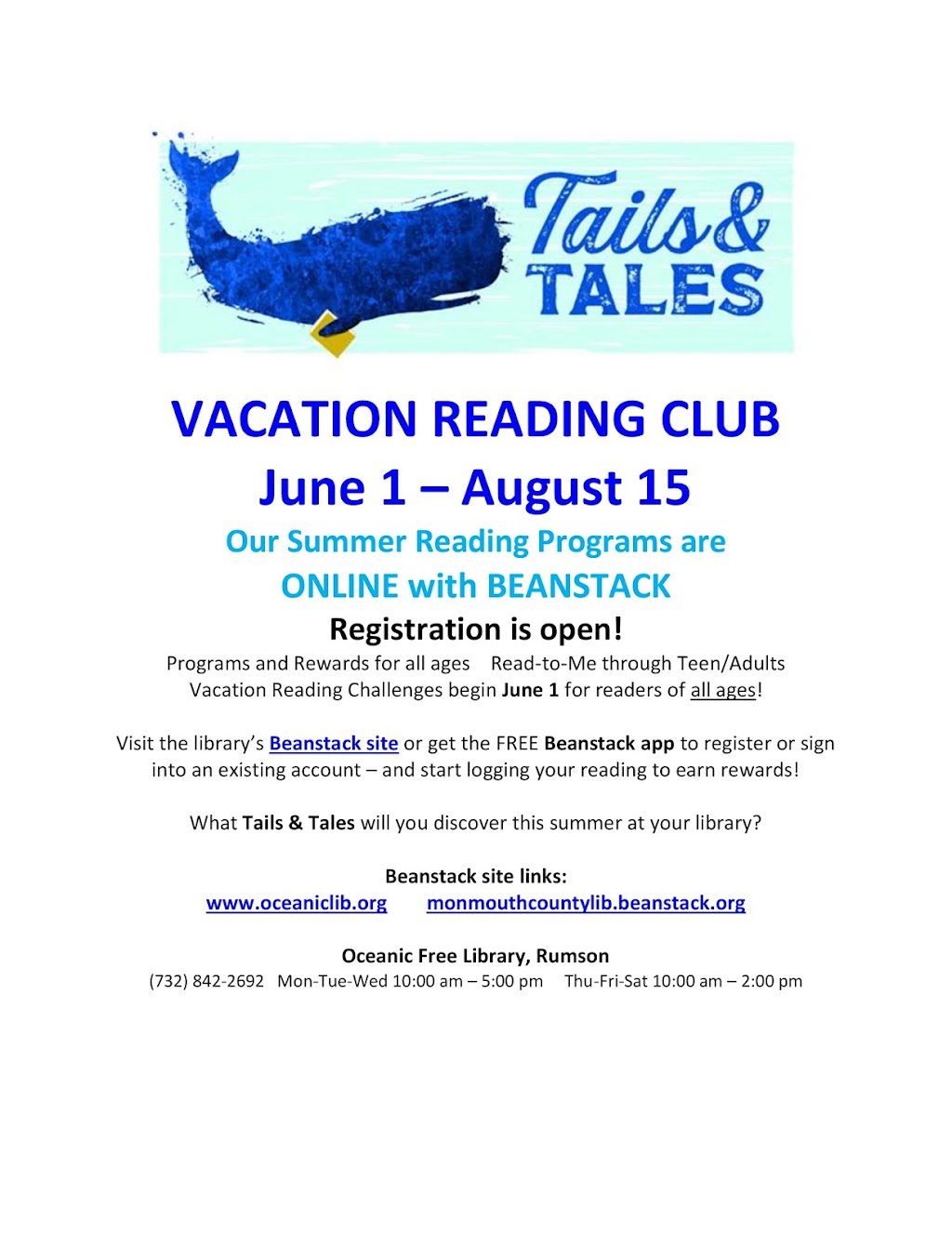 Oceanic Free Library | 109 Ave of Two Rivers, Rumson, NJ 07760 | Phone: (732) 842-2692