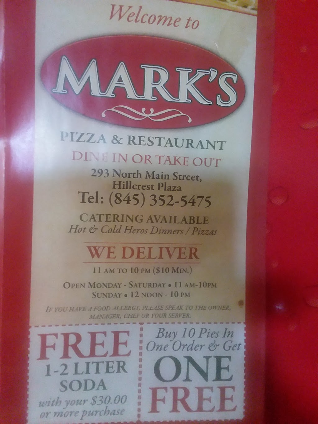Marks Pizza | 293 N Main St, Spring Valley, NY 10977 | Phone: (845) 352-5475