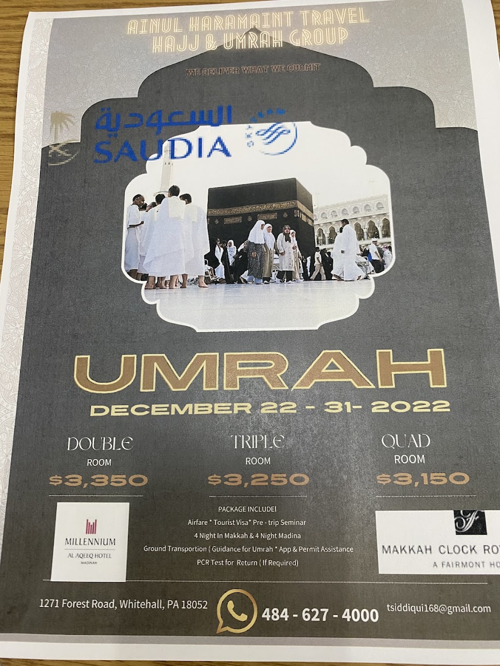 Haramain Travel Hajj & Umrah Tours LLC | 1271 Forest Rd, Whitehall, PA 18052 | Phone: (484) 627-4000