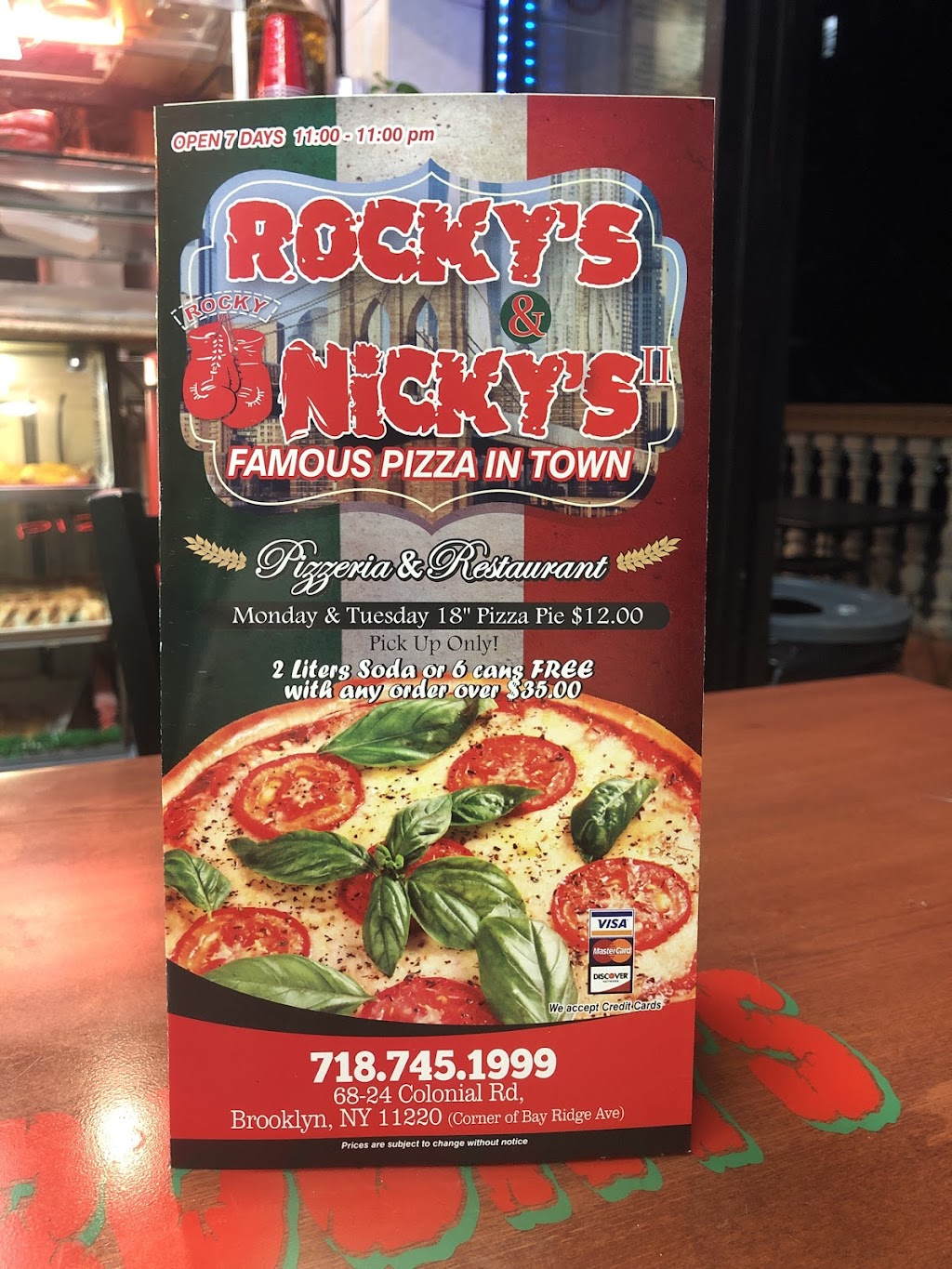 Rockys & Nickys | 6824 Colonial Rd #1, Brooklyn, NY 11220 | Phone: (718) 745-1999