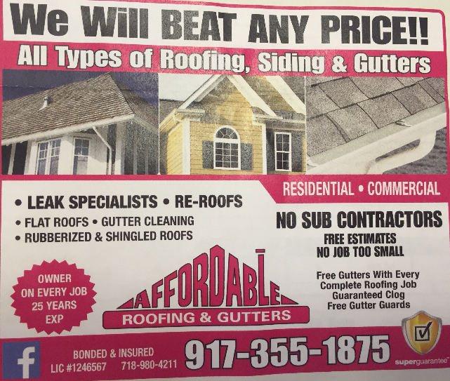 Affordable Roofing & Gutters | 5 Tacoma St, Staten Island, NY 10304 | Phone: (917) 355-1875