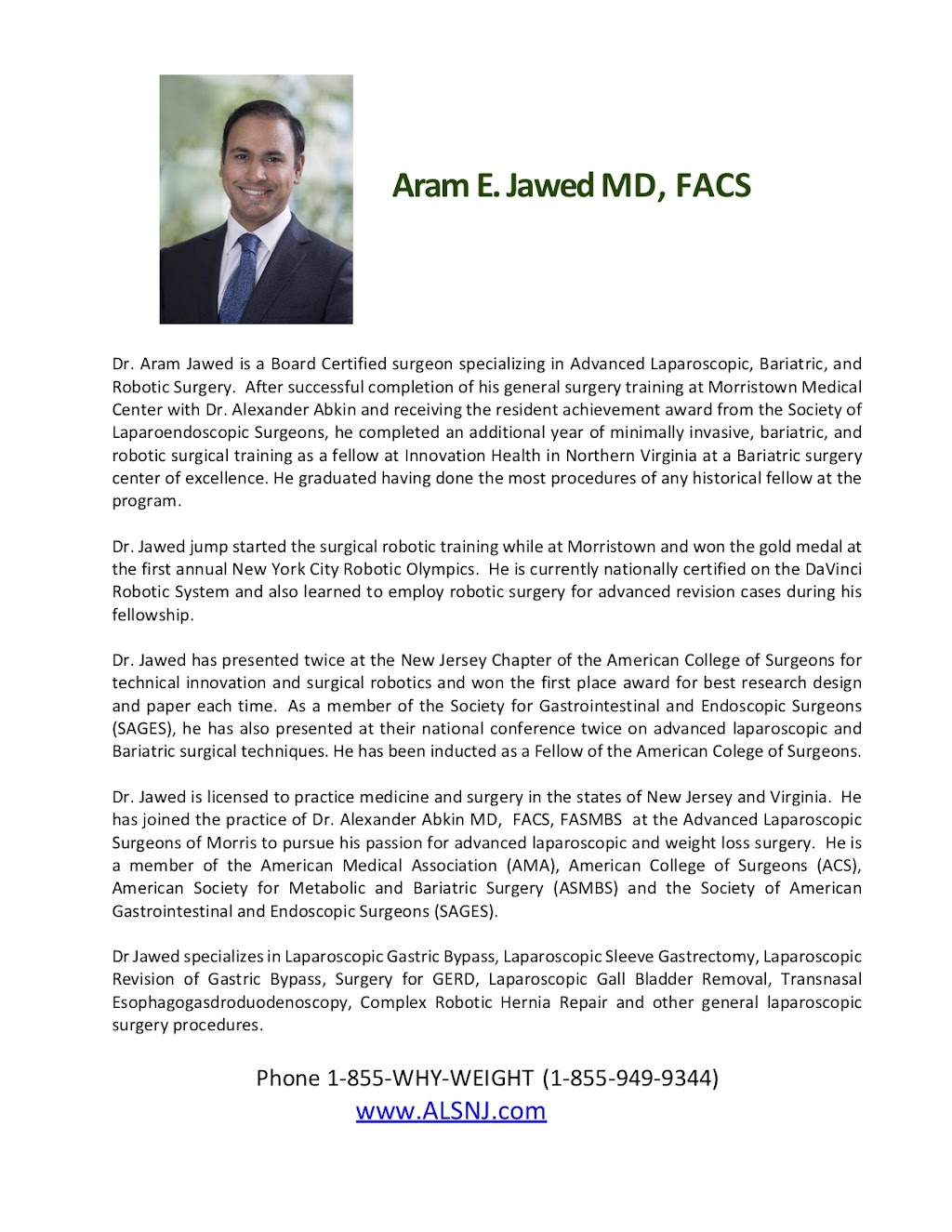 Alexander Abkin, MD, FACS, FASMBS | 98 James St #212, Edison, NJ 08820 | Phone: (973) 410-9700