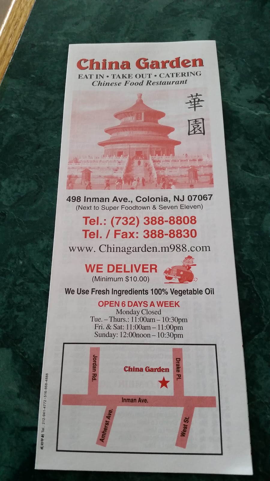 China garden | 230 Inman Ave, Colonia, NJ 07067 | Phone: (732) 388-8808