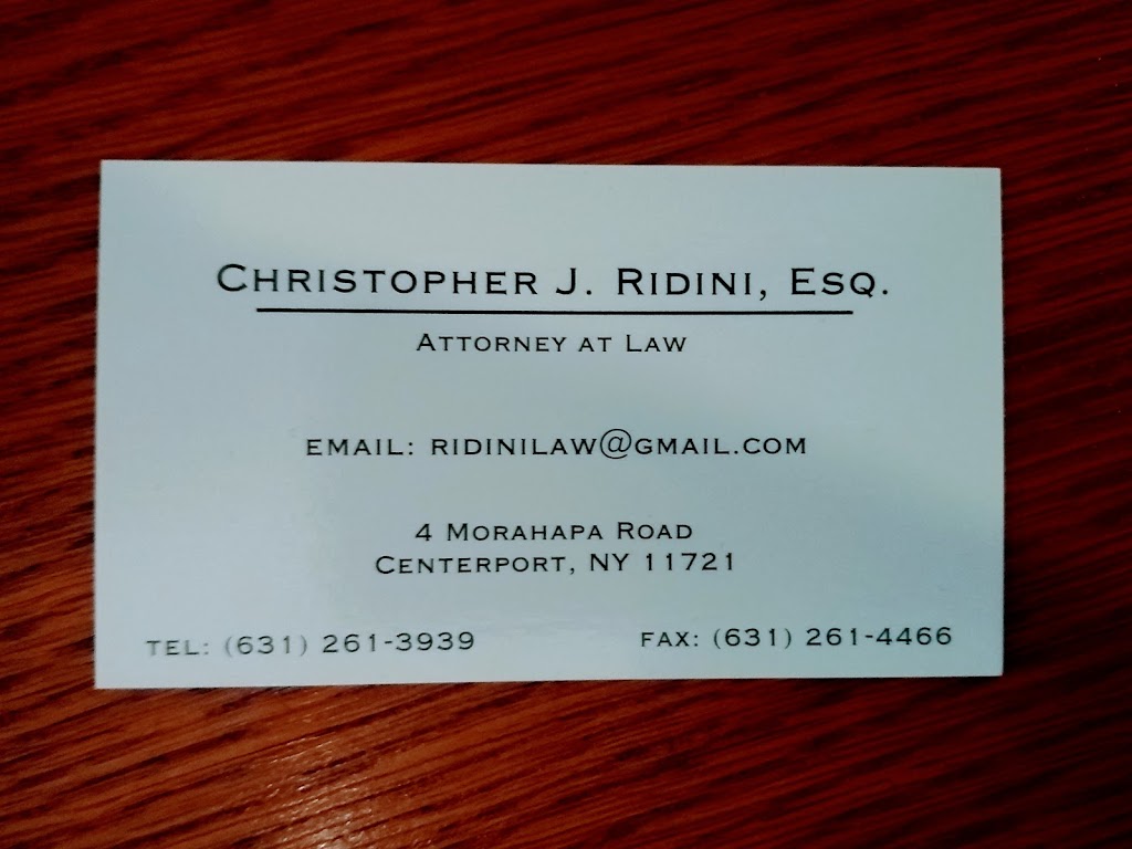 Christopher J. Ridini, Esq. | 4 Morahapa Rd, Centerport, NY 11721 | Phone: (631) 261-3939