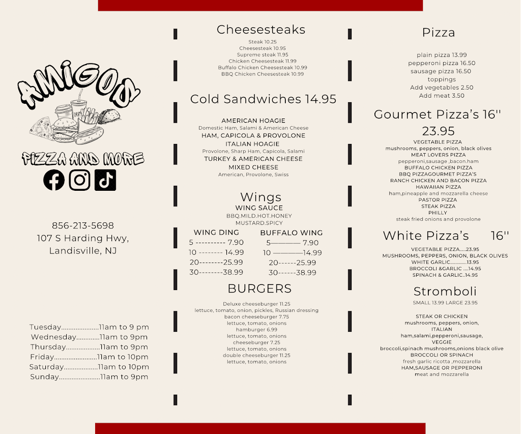Amigos pizza and more | 107 S Harding Hwy, Landisville, NJ 08326 | Phone: (856) 213-5698