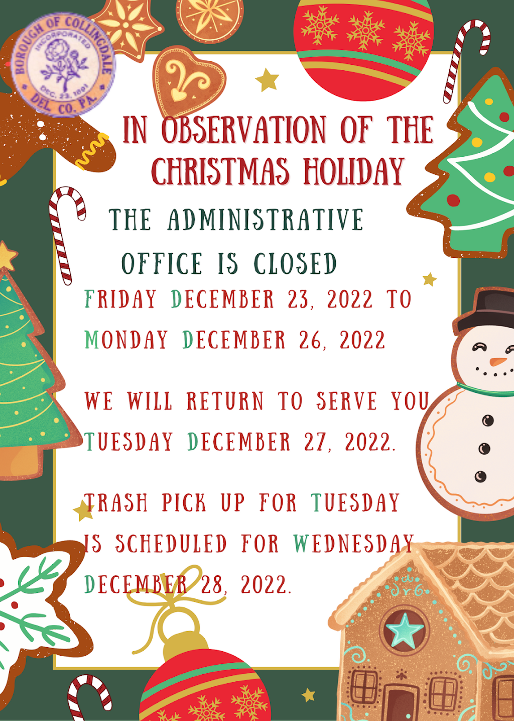 Borough Of Collingdale | 800 MacDade Blvd Borough Hall, Administrative Office, 800 MacDade Blvd, Collingdale, PA 19023 | Phone: (610) 586-0500