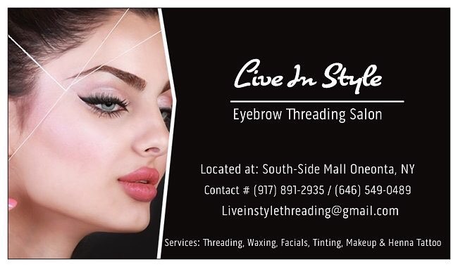 Live In Style Threading Salon | 5006 Southside, NY-23, Oneonta, NY 13820 | Phone: (646) 549-0489