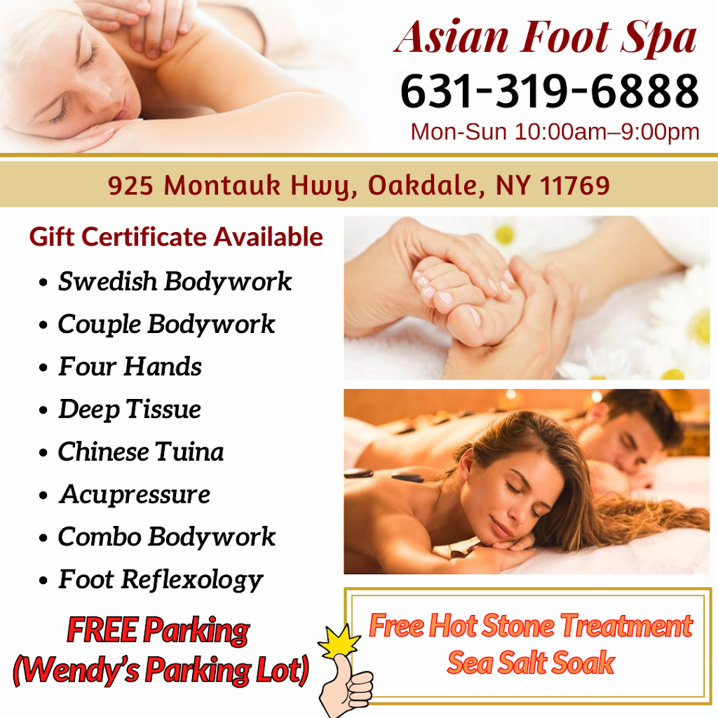 Asian Foot Spa | 925 Montauk Hwy, Oakdale, NY 11769 | Phone: (631) 319-6888