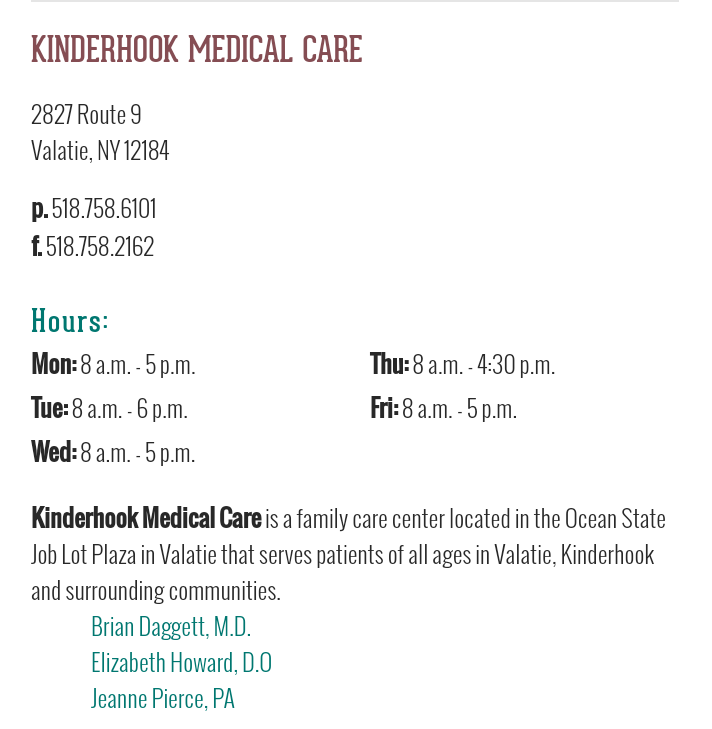 Jeanne Pierce, PA | Kinderhook Medical Care 2827, US-9, Valatie, NY 12184 | Phone: (518) 758-6101