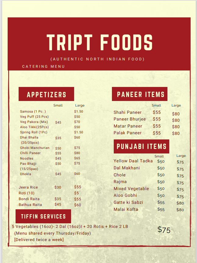 TripT food LLC | 11 Millstone Rd, Princeton Junction, NJ 08550 | Phone: (972) 971-7704