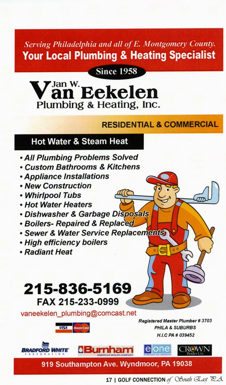 Jan Van Eekelen Plumbing & Heating | 919 E Southampton Ave, Wyndmoor, PA 19038 | Phone: (215) 836-5169