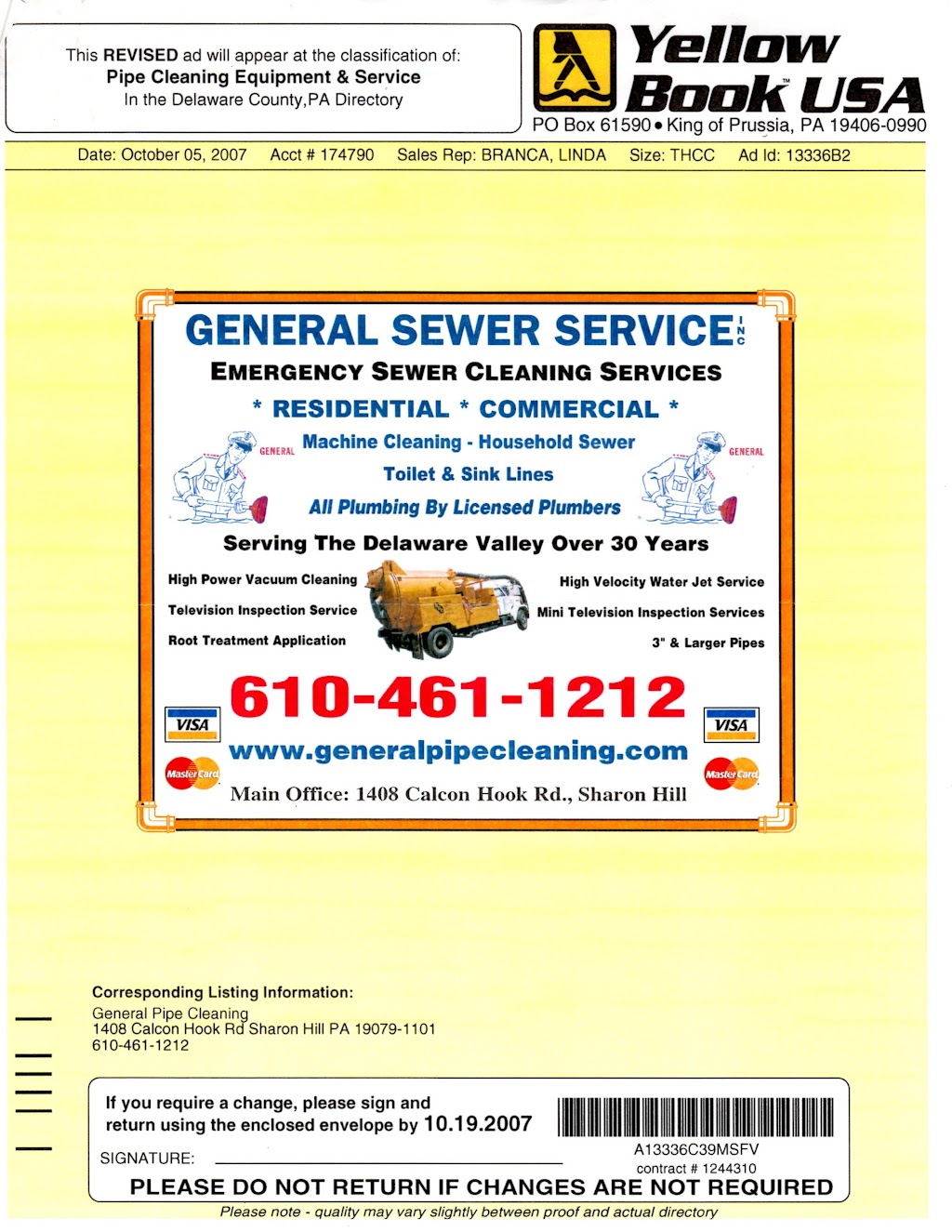General Pipe Cleaning | 1408 Calcon Hook Rd, Sharon Hill, PA 19079 | Phone: (610) 461-1212