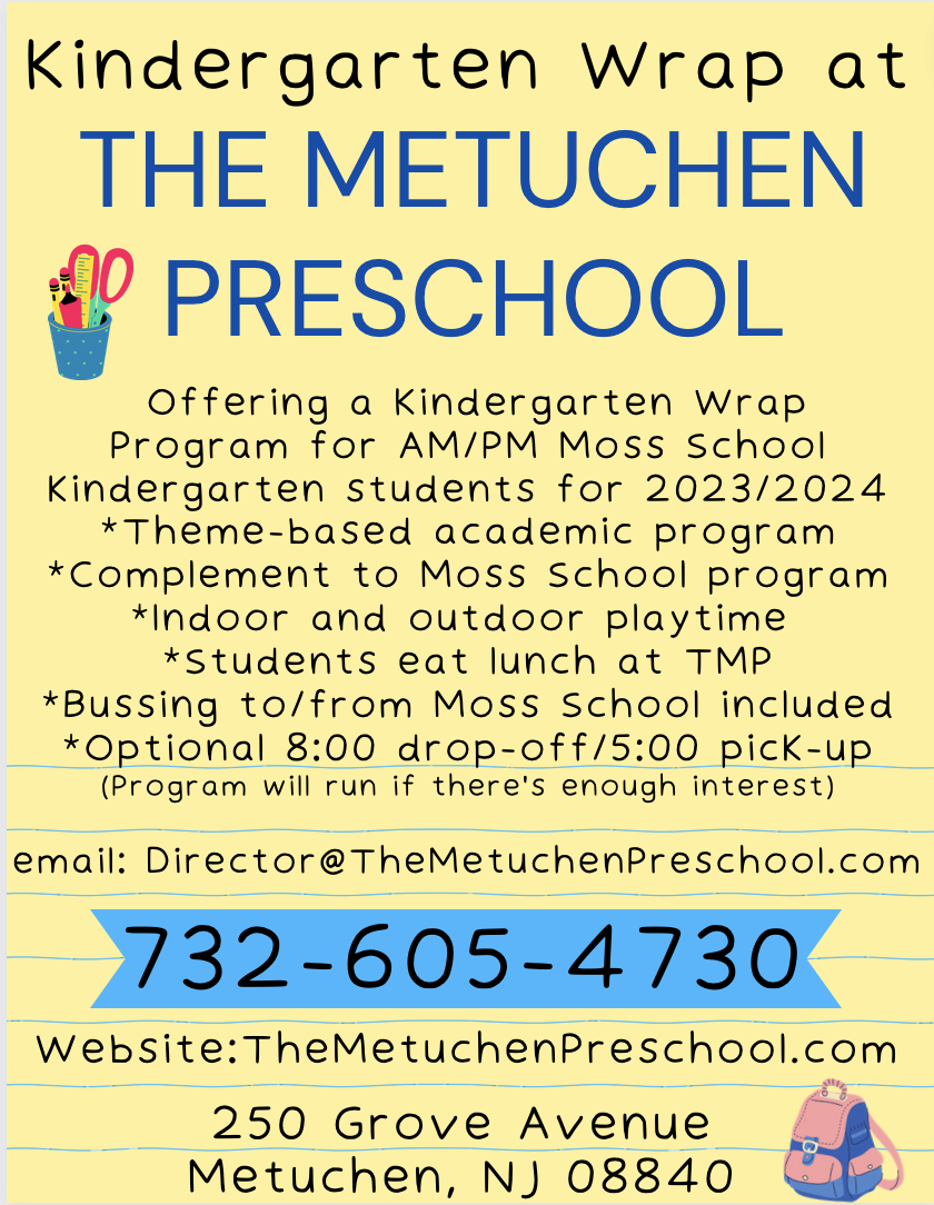 The Metuchen Preschool | 250 Grove Ave, Metuchen, NJ 08840 | Phone: (732) 605-4730