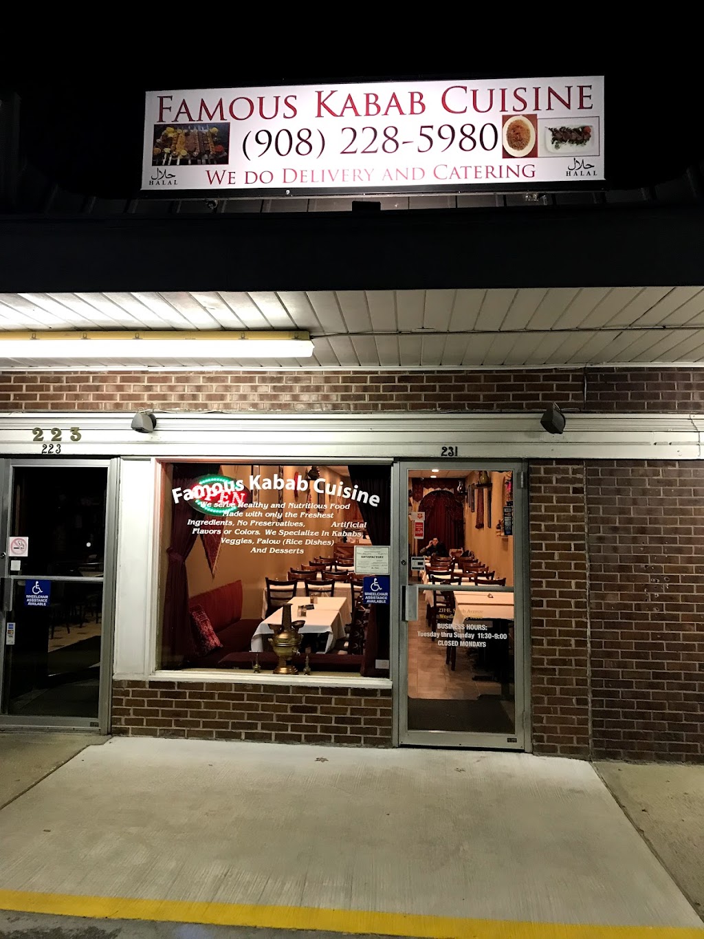 Famous Kabab Cuisine | 231 South Avenue E, Westfield, NJ 07090 | Phone: (908) 228-5980
