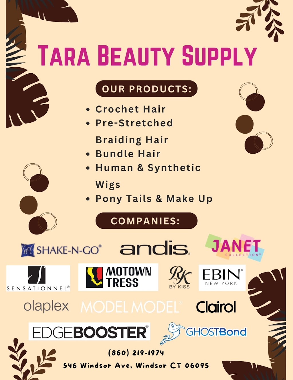 Tara beauty supply | 546 Windsor Ave, Windsor, CT 06095 | Phone: (860) 219-1974