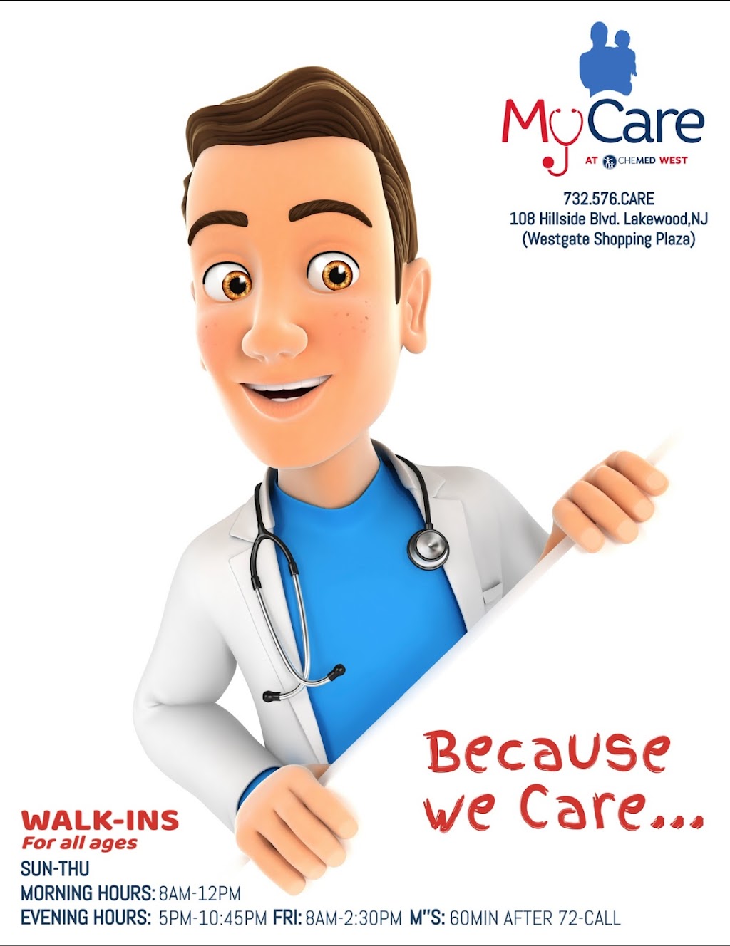 MyCare CHEMED West | 108 Hillside Blvd, Lakewood, NJ 08701 | Phone: (732) 576-2273