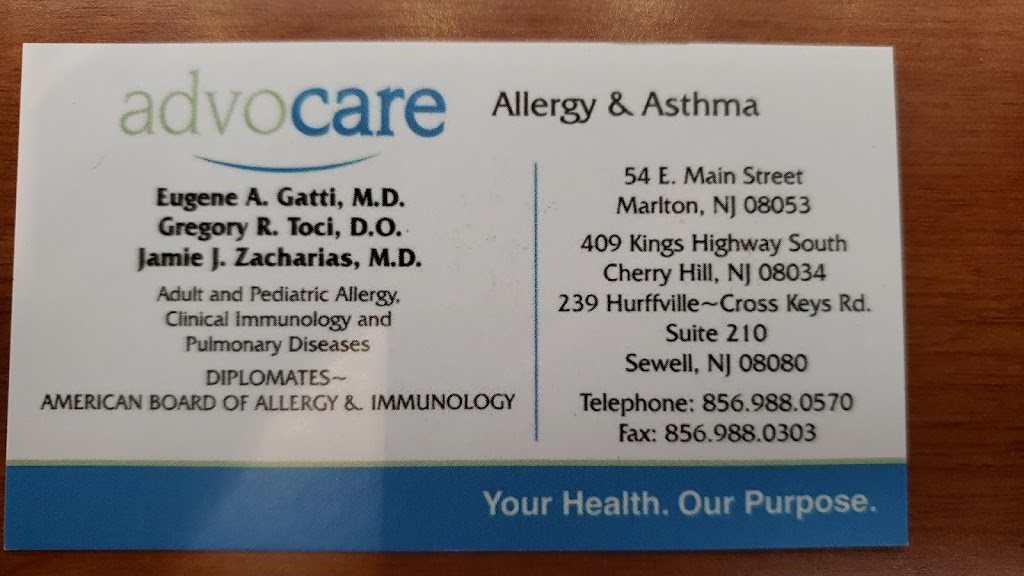 Advocare Allergy & Asthma | 54 E Main St, Marlton, NJ 08053 | Phone: (856) 988-0570