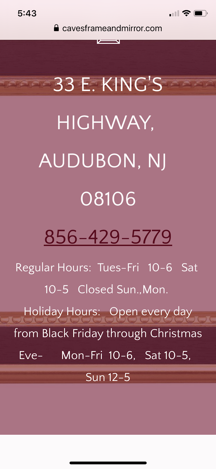 Caves Frame & Mirror Shop | 33 E Kings Hwy, Audubon, NJ 08106 | Phone: (856) 429-5779