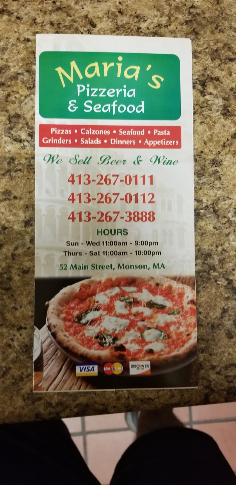 Marias Pizzeria & Seafood | 52 Main St, Monson, MA 01057 | Phone: (413) 267-0111