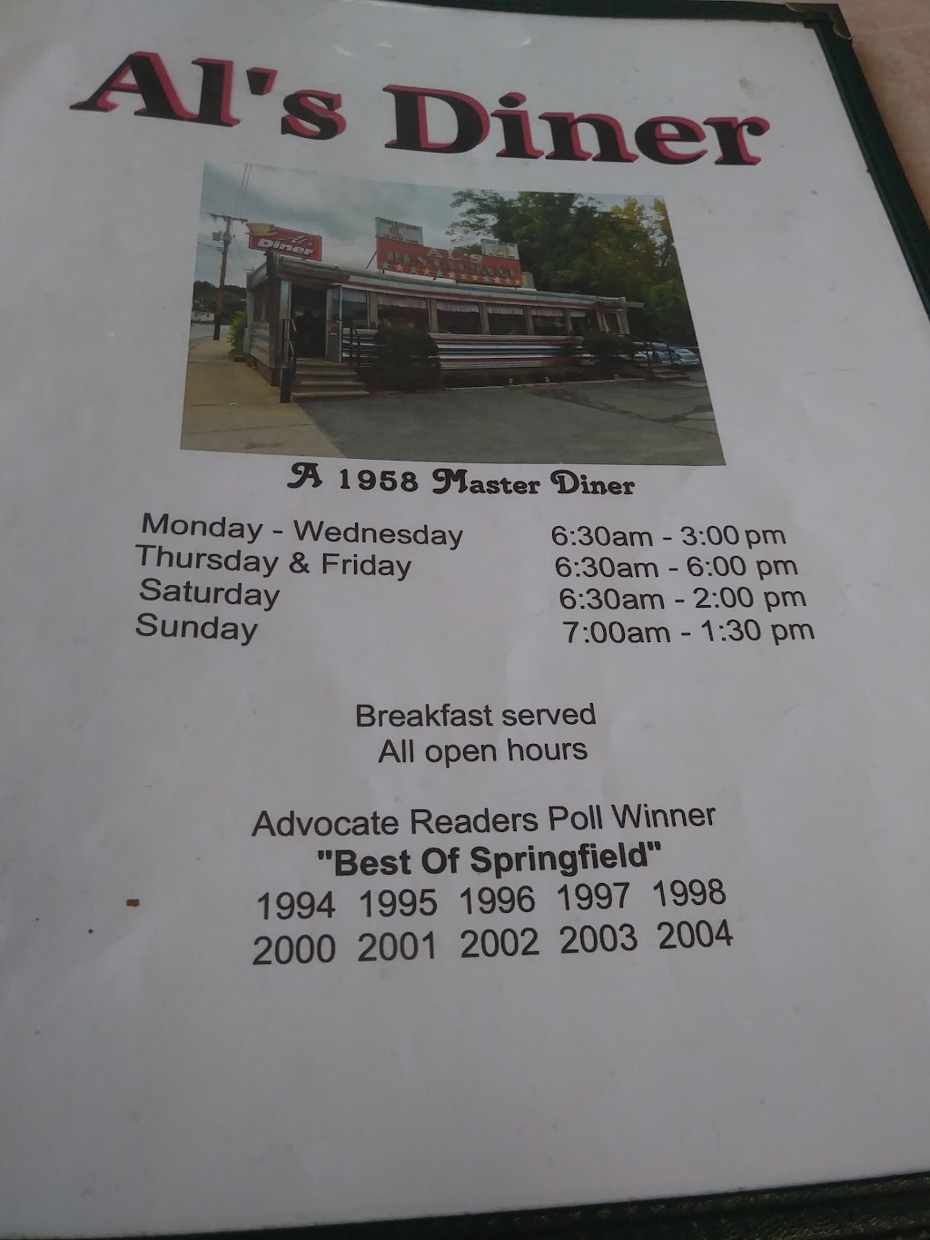 Als Diner | 14 Yelle St, Chicopee, MA 01013 | Phone: (413) 534-3607
