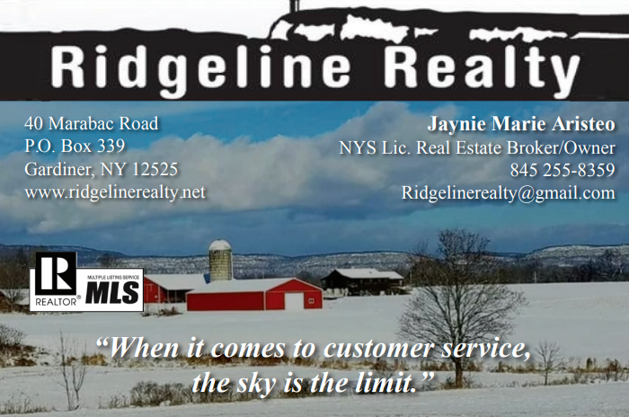 Ridgeline Realty | 127 Main St Suite B, Gardiner, NY 12525 | Phone: (845) 255-8359