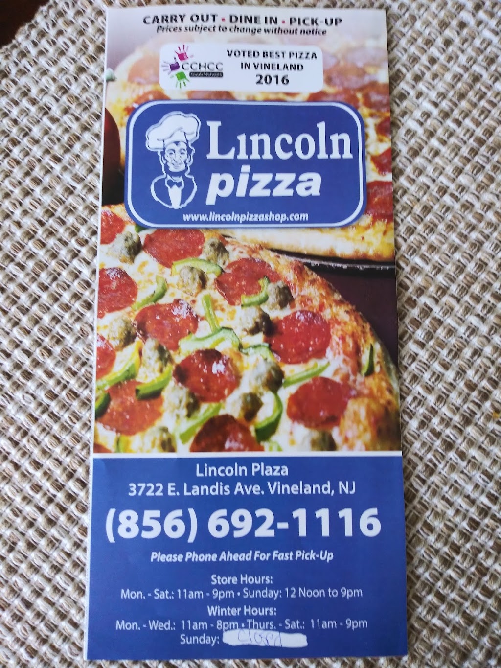 Lincoln Pizza | Lincoln Plaza, 3722 E Landis Ave Suite K, Vineland, NJ 08361 | Phone: (856) 692-1116