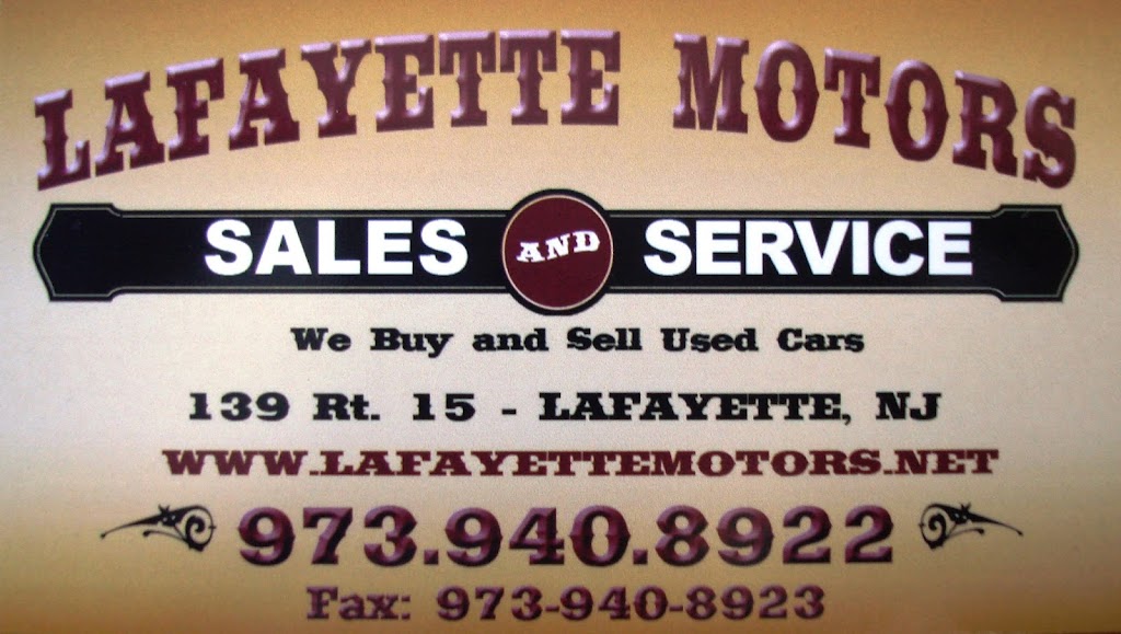 Lafayette Motors | 139 NJ-15, Lafayette, NJ 07848 | Phone: (973) 940-8922