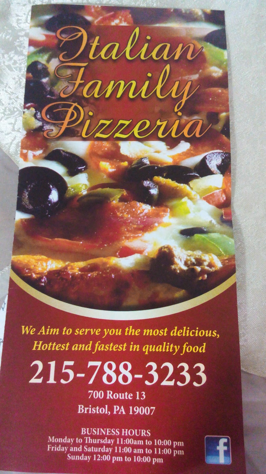 Italian Family Pizzeria | 689 2nd Ave, Bristol, PA 19007 | Phone: (215) 788-3233