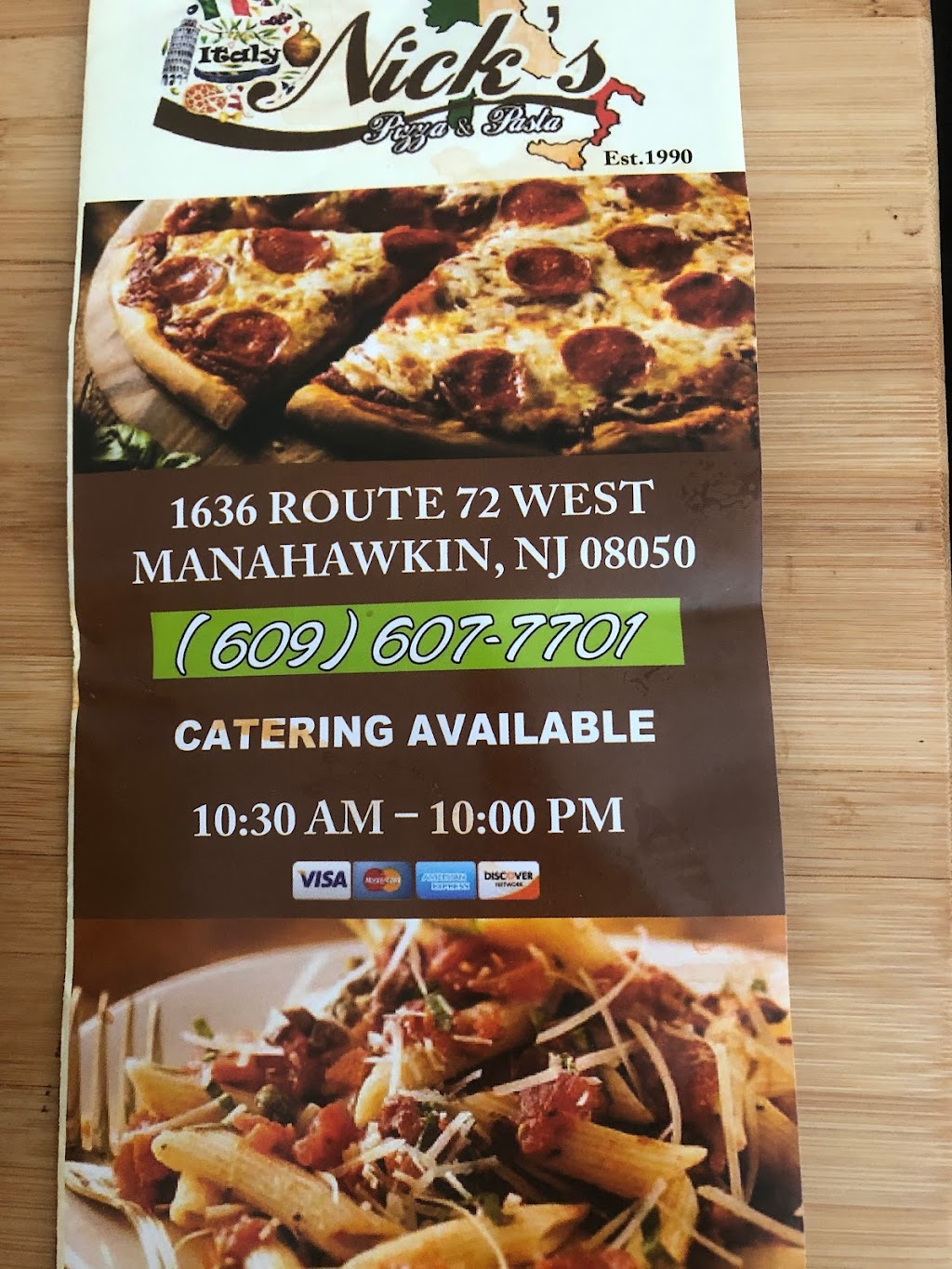 Nicks Pizza And Pasta | 1636 NJ-72, Manahawkin, NJ 08050 | Phone: (609) 607-7701