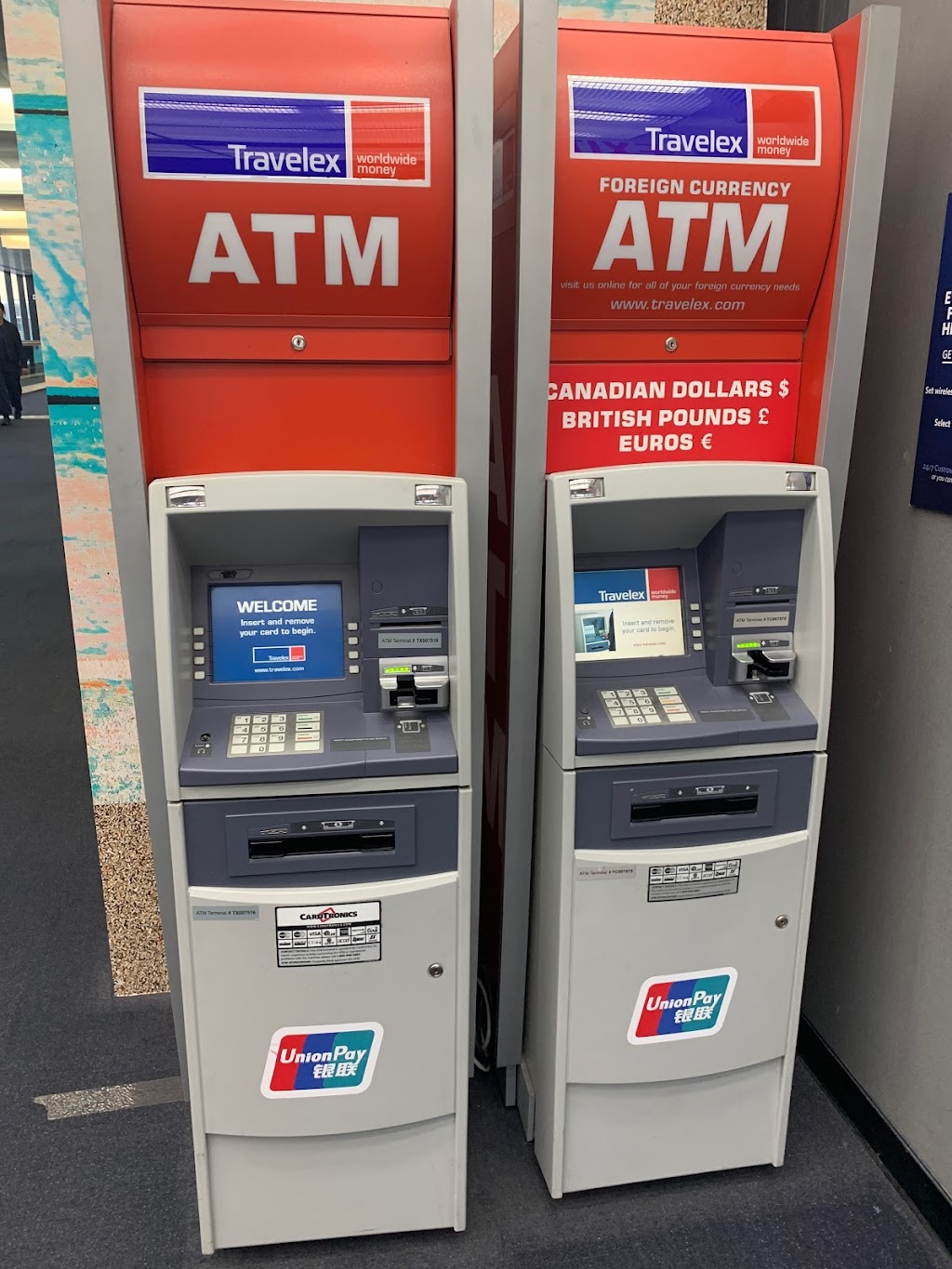 Travelex ATM | Terminal B pre-SecurityA3 Concourse, Newark, NJ 07114 | Phone: (800) 948-5884