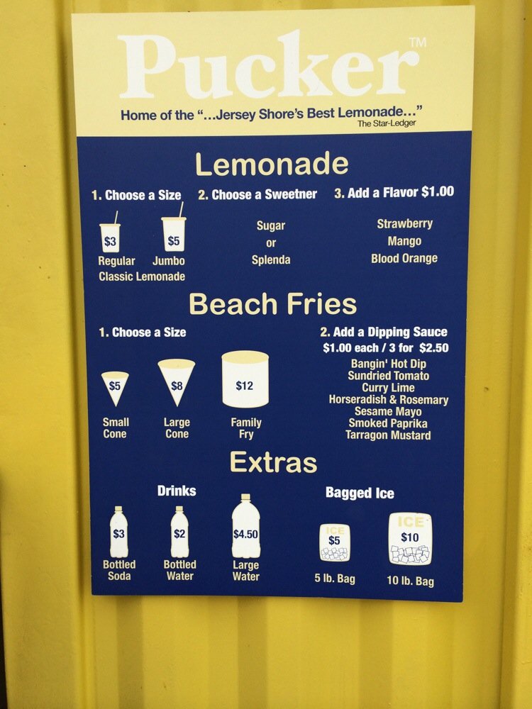 Pucker Lemonade & Beach Fries | 1150 Ocean Ave N, Asbury Park, NJ 07712 | Phone: (732) 670-6590