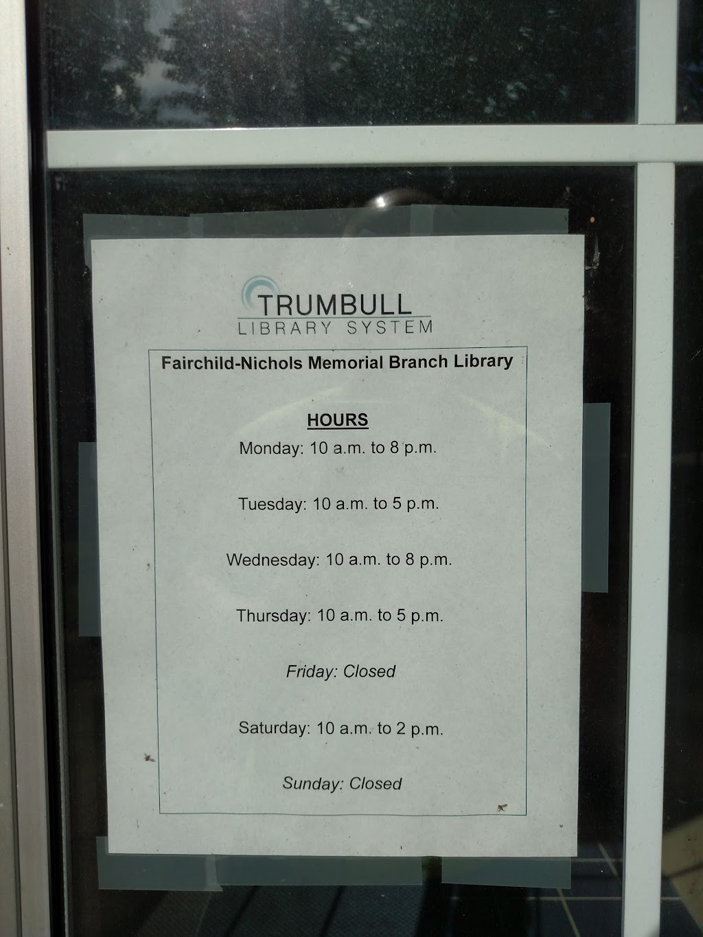 Fairchild Nichols Memorial Library | 1718 Huntington Turnpike, Trumbull, CT 06611 | Phone: (203) 452-5196