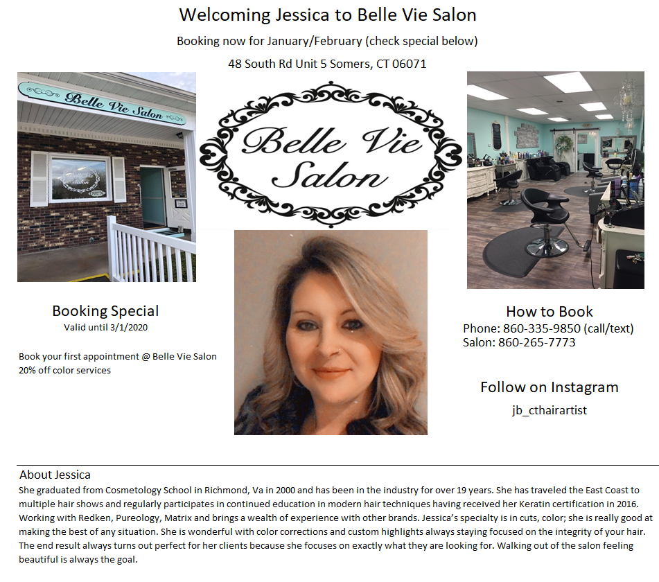Jessica Bradley - Belle Vie Salon | 48 S Rd, Somers, CT 06071 | Phone: (860) 335-9850