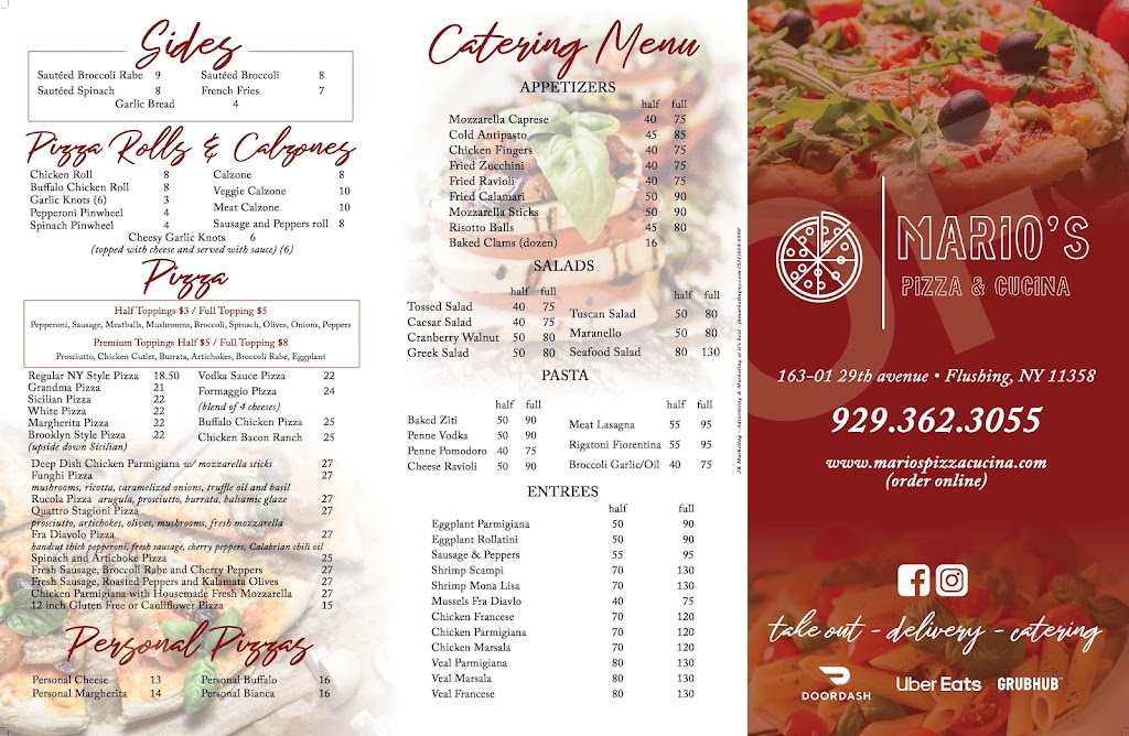 Marios Pizza and Cucina | 163-01 29th Ave, Queens, NY 11358 | Phone: (929) 362-3055