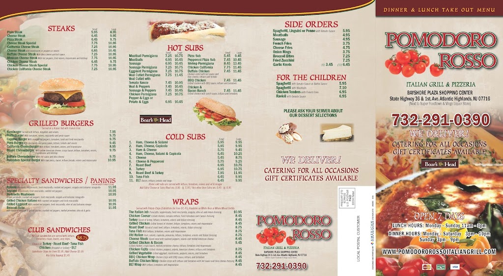 Pomodoro Rosso Italian Grill & Pizzeria | 5 NJ-36, Atlantic Highlands, NJ 07716 | Phone: (732) 291-0390