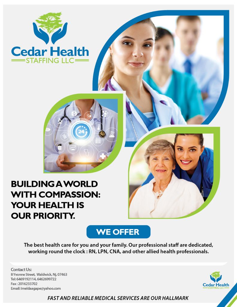 Cedar health staffing llc | 8 Yvonne St, Waldwick, NJ 07463 | Phone: (646) 919-2114