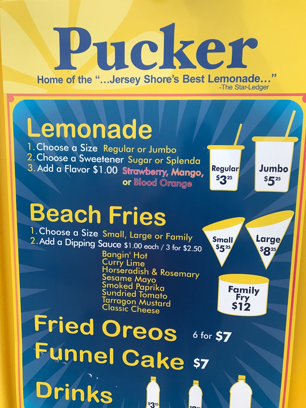 Pucker Lemonade & Beach Fries | 1150 Ocean Ave N, Asbury Park, NJ 07712 | Phone: (732) 670-6590