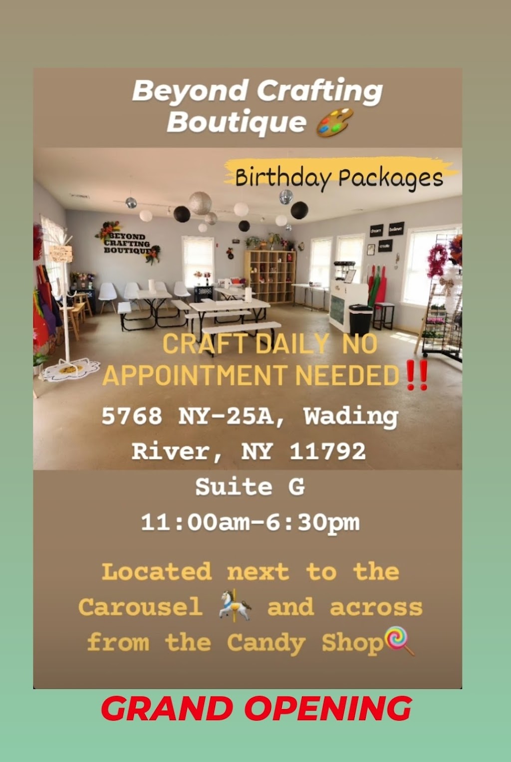 Beyond Crafting Boutique | 5768 NY-25A Suite G, Wading River, NY 11792 | Phone: (631) 448-9255