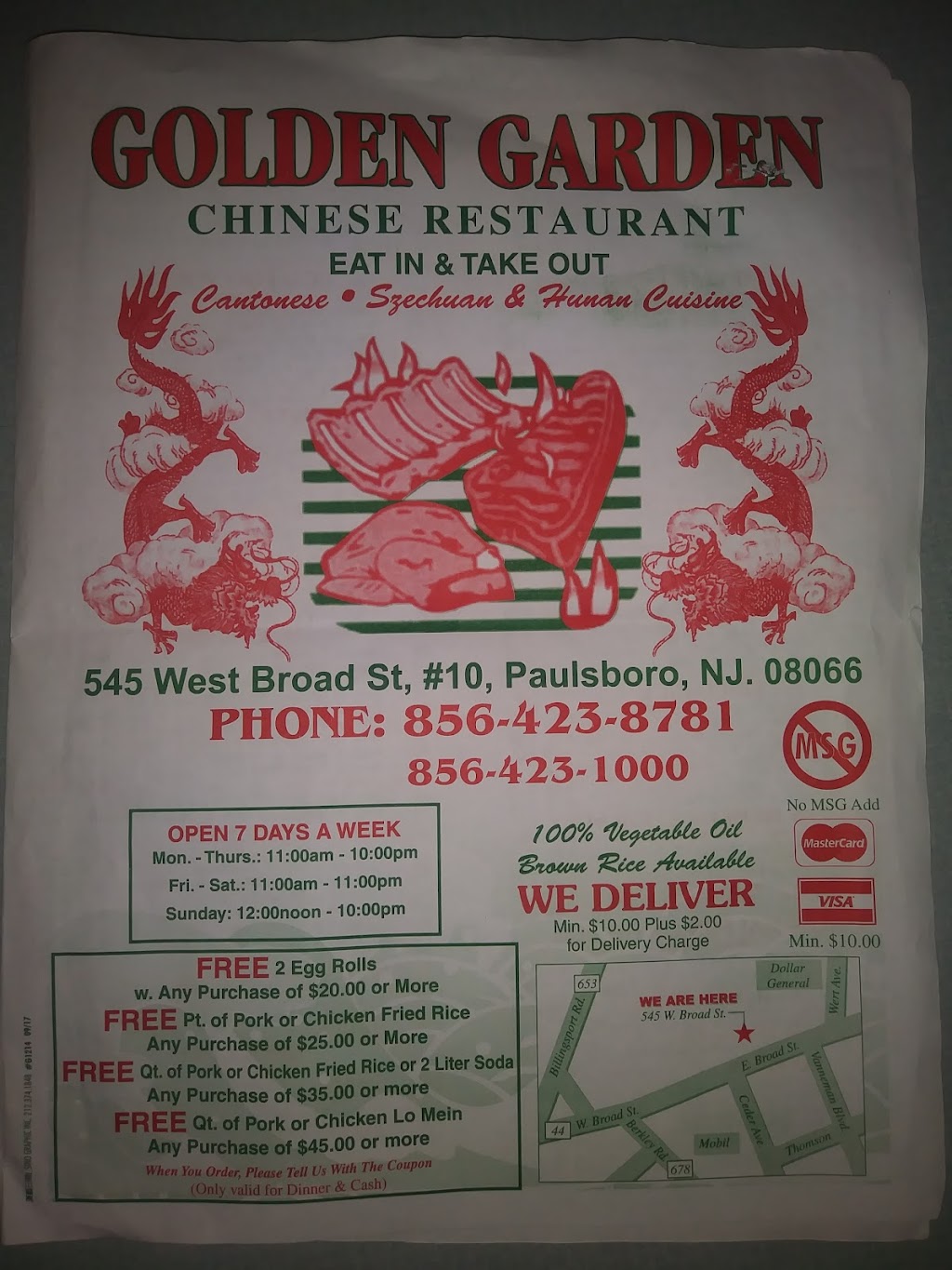 Golden Garden Restaurant | 545 W Broad St #10, Paulsboro, NJ 08066 | Phone: (856) 423-8781